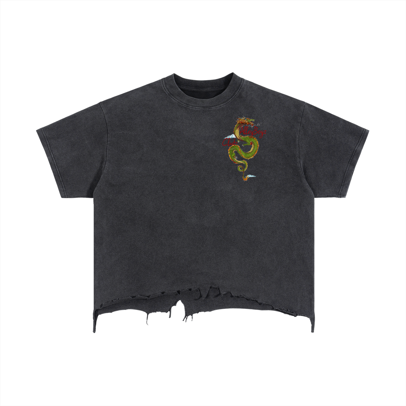 Vintage Wash Boxy Distressed Hem T-Shirt